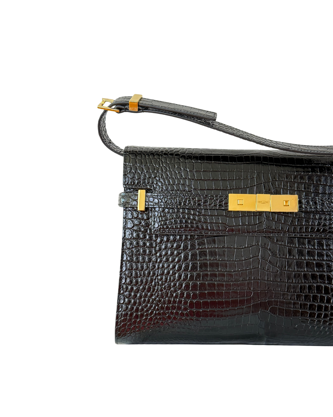 YSL Manhattan crocodile-embossed shoulder bag